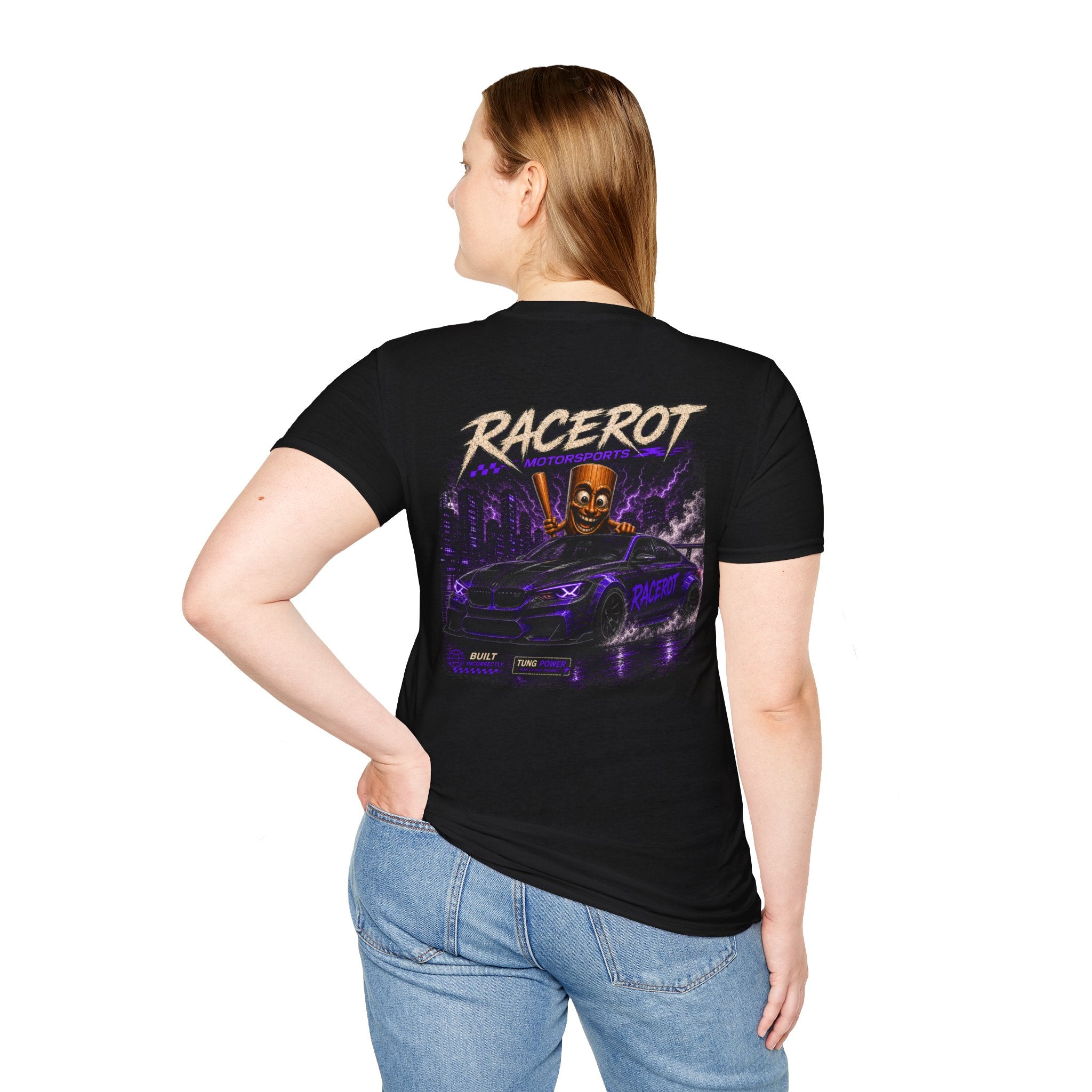 Racerot Tung Tung Tung Sahur Racing Logo T-Shirt | Brainrot Retro Speed Graphic Shirt