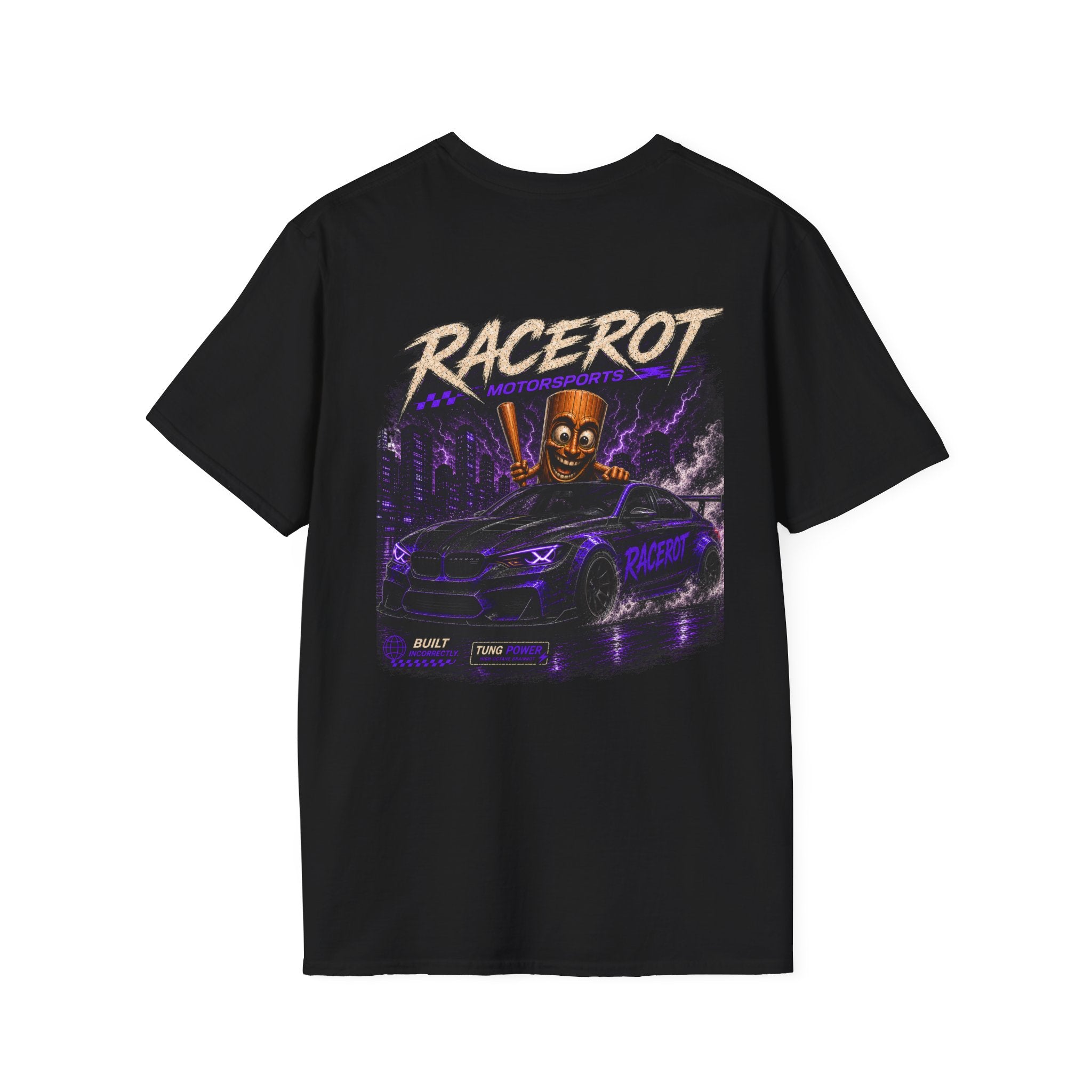 Racerot Tung Tung Tung Sahur Racing Logo T-Shirt | Brainrot Retro Speed Graphic Shirt