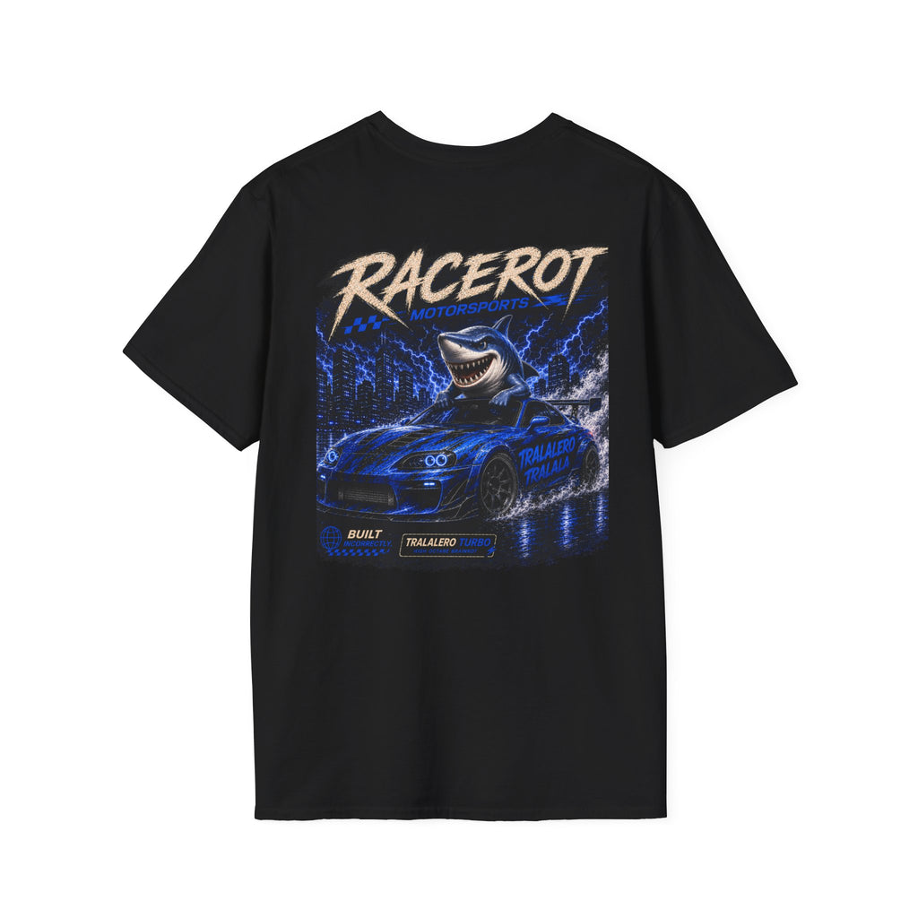 Racerot Tralalero Tralala Racing Logo T-Shirt | Brainrot Retro Speed Graphic Shirt