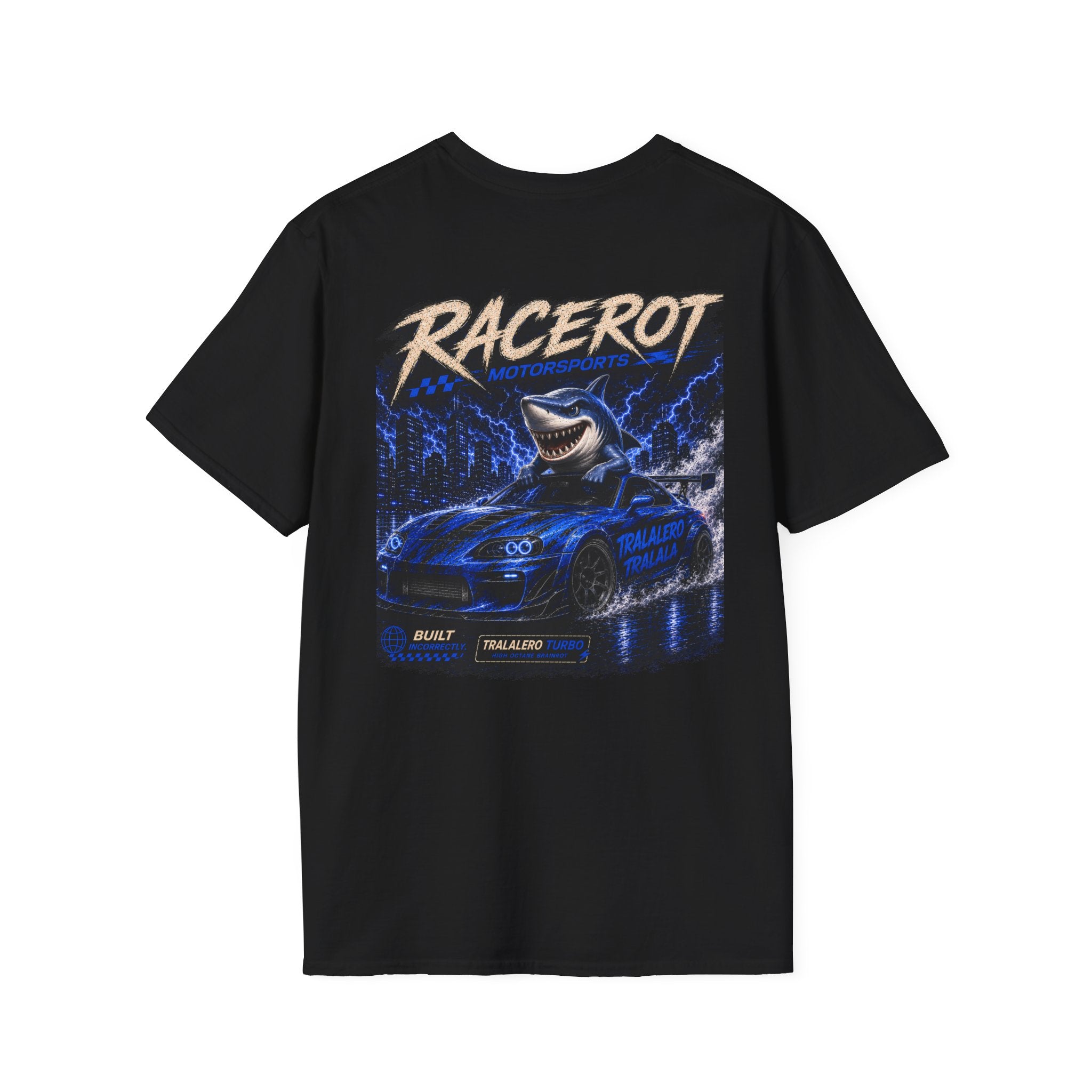 Racerot Tralalero Tralala Racing Logo T-Shirt | Brainrot Retro Speed Graphic Shirt