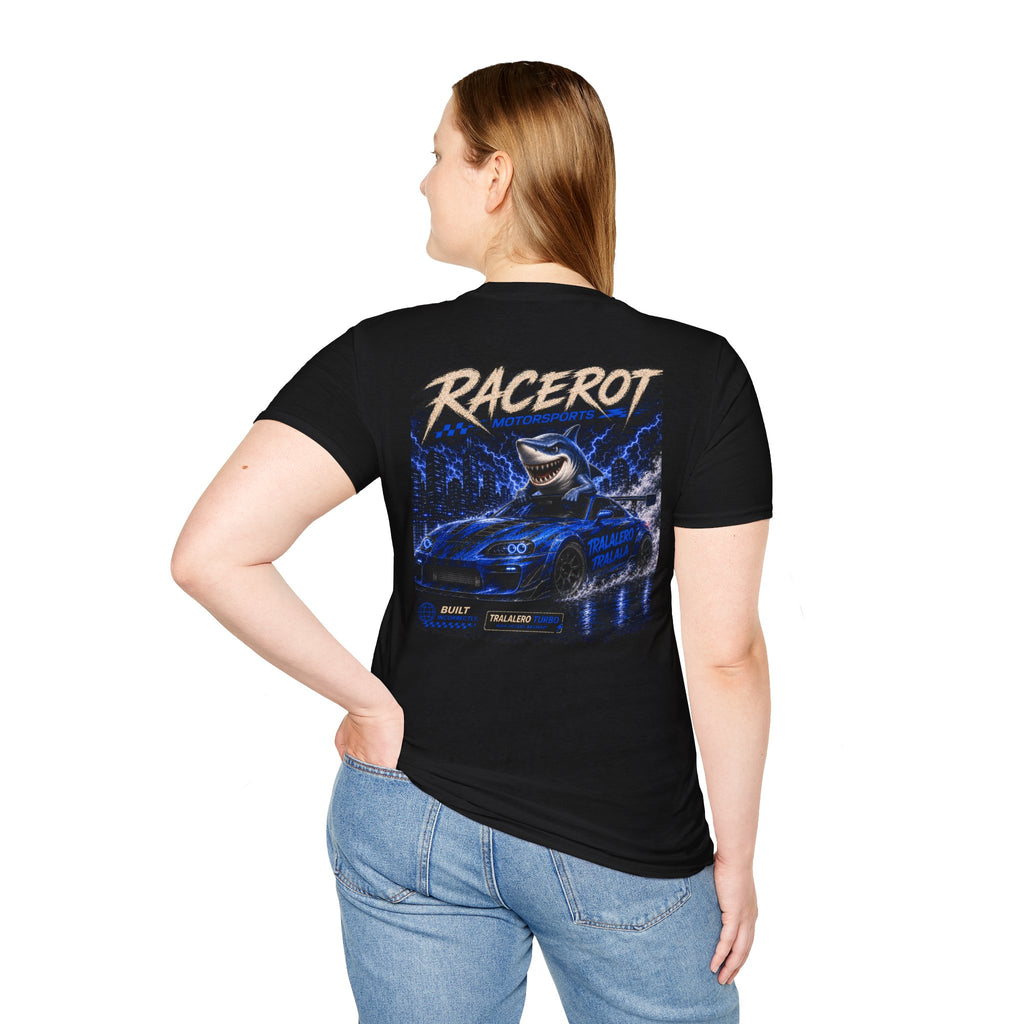 Racerot Tralalero Tralala Racing Logo T-Shirt | Brainrot Retro Speed Graphic Shirt